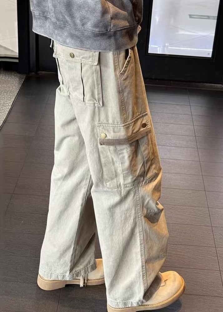 Pockets Denim Men Pants Casual High Khaki Spring Waist FashionChic