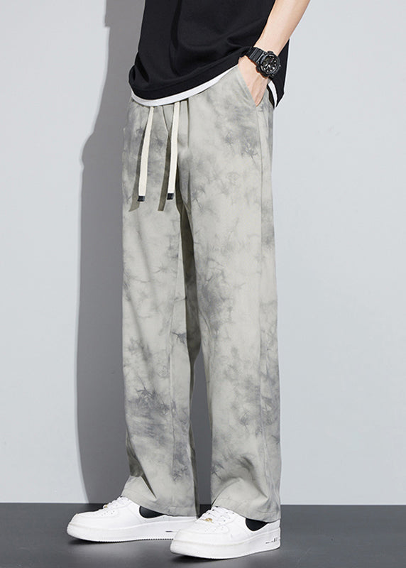 Casual Khaki PocketsPrint Ice Silk Mens Pants Summer YT037 Men-Silk-MENP240721
