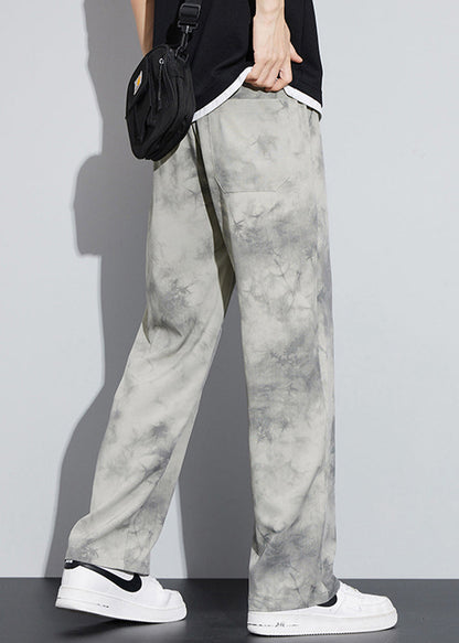 Casual Khaki PocketsPrint Ice Silk Mens Pants Summer YT037 Men-Silk-MENP240721