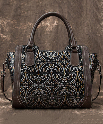 Silver Large Leather Calf Tote Casual Embossed Capacity Handbag FashionChic