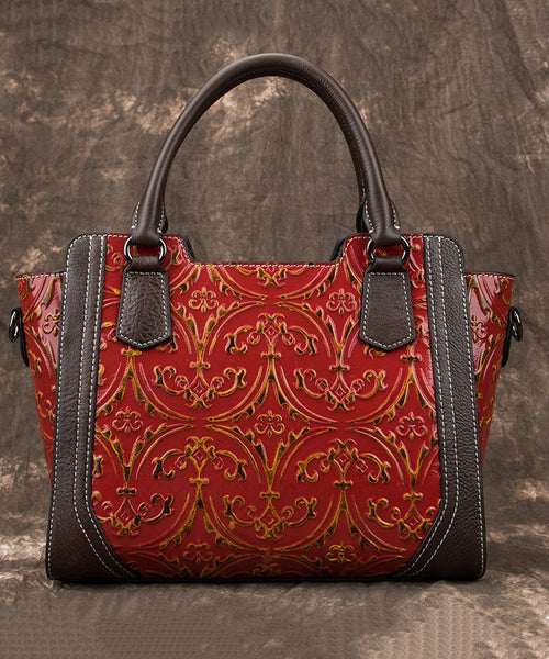 Silver Large Leather Calf Tote Casual Embossed Capacity Handbag FashionChic