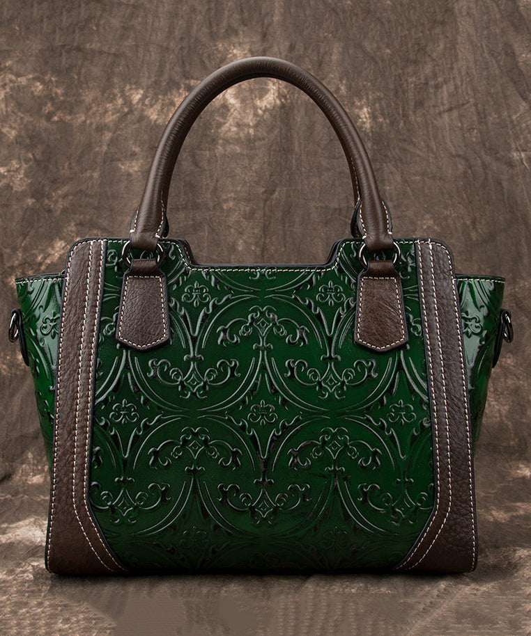 Silver Large Leather Calf Tote Casual Embossed Capacity Handbag FashionChic