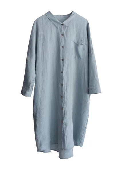 Casual Loose Pink Peter Pan Collar Mid Cotton Shirt Top Spring TJ029