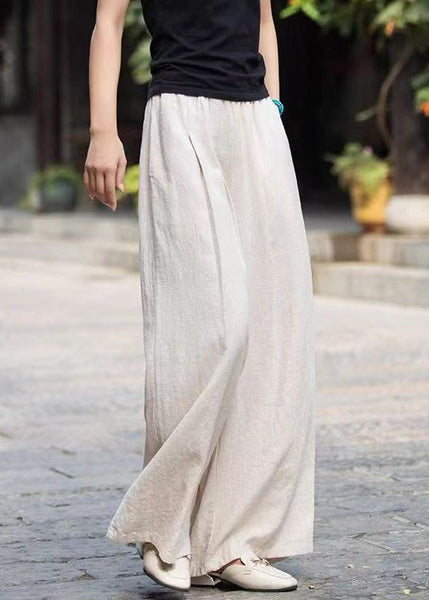 Casual Mulberry Pockets Elastic Waist Cotton Wide Leg Pants Summer QK003 BB-LPTS241022