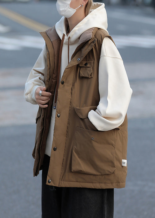 Casual Navy Button Pockets Cotton Filled Men Waistcoat Sleeveless EQ034 ABC