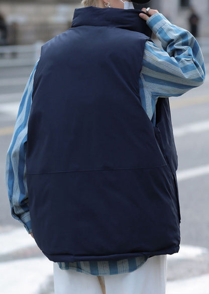 Casual Navy Button Pockets Cotton Filled Men Waistcoat Sleeveless EQ034 ABC