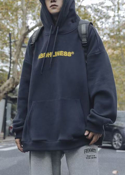 Casual Navy Print Pockets Oversized Cotton Men Sweatshirt Spring YQ036 ABC