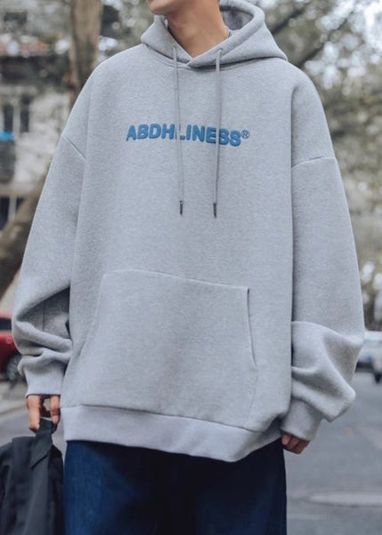 Casual Navy Print Pockets Oversized Cotton Men Sweatshirt Spring YQ036 ABC