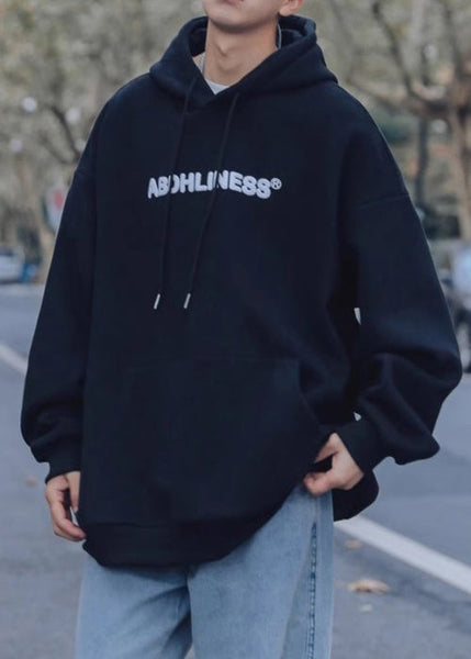 Casual Navy Print Pockets Oversized Cotton Men Sweatshirt Spring YQ036 ABC