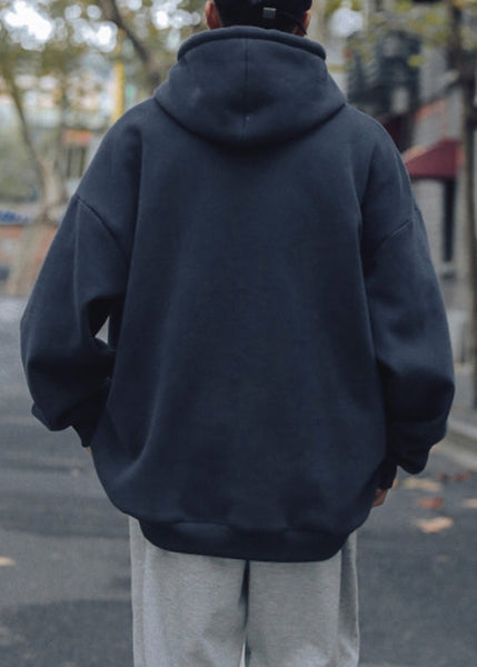 Casual Navy Print Pockets Oversized Cotton Men Sweatshirt Spring YQ036 ABC