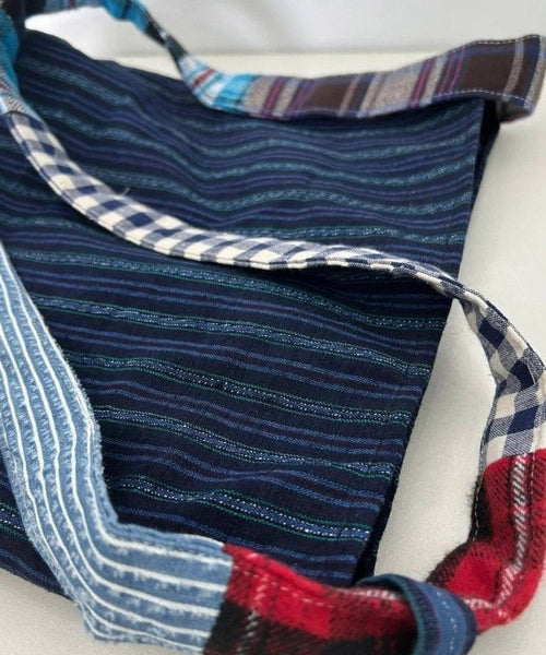 Casual Navy Striped Large Capacity Canvas Satchel Handbag QF023 Bag-BGS241017