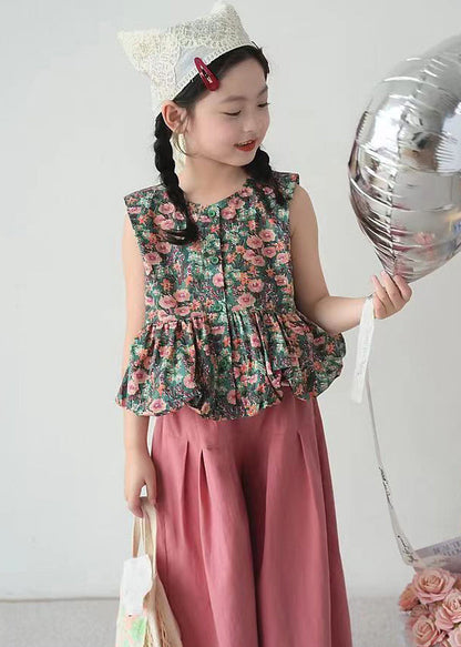 Casual O-Neck Print Kids Shirt And Crop Pants Two Pieces Set Summer SS1018 MM-RCTZ-TPGIEC240601