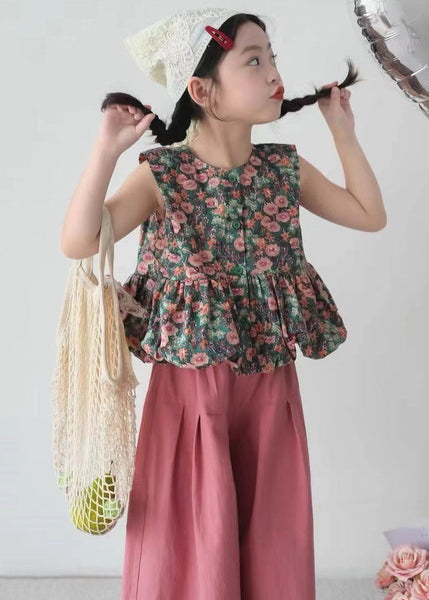 Casual O-Neck Print Kids Shirt And Crop Pants Two Pieces Set Summer SS1018 MM-RCTZ-TPGIEC240601