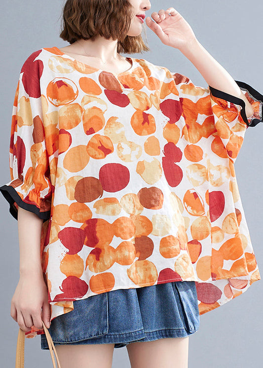 Casual Orange Dot Print T Shirt Summer GH1086 Ada Fashion