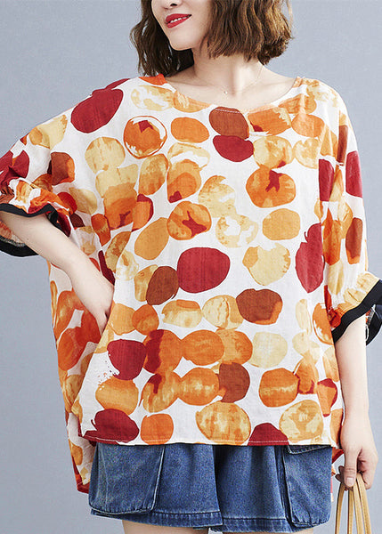 Casual Orange Dot Print T Shirt Summer GH1086 Ada Fashion
