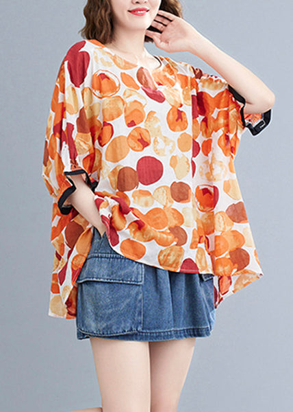 Casual Orange Dot Print T Shirt Summer GH1086 Ada Fashion