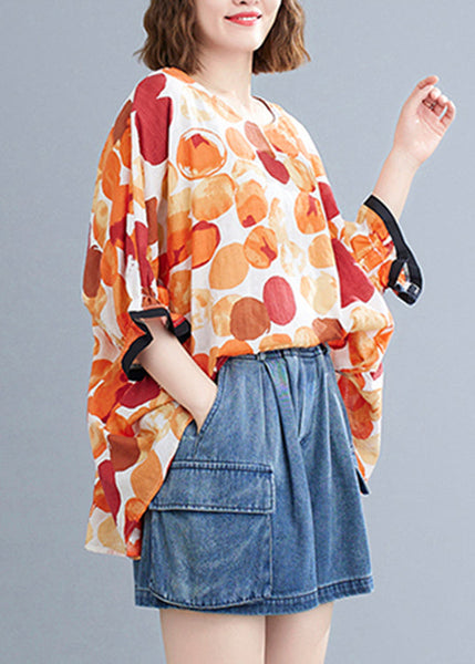 Casual Orange Dot Print T Shirt Summer GH1086 Ada Fashion