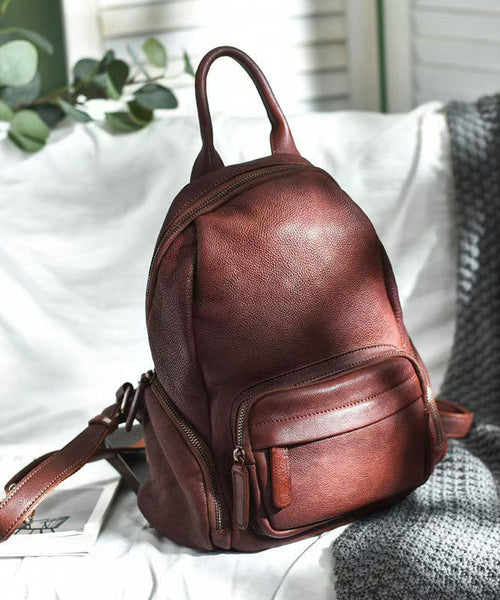 Leather Handbag Large Backpack Tote Capacity Casual Orange FashionChic