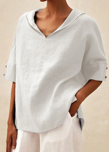 Shirts Sleeve Open Orange Casual Short Side O-Neck FashionChic