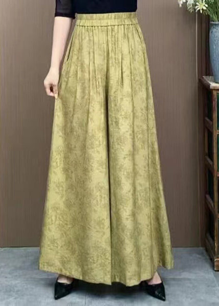 Casual Orange Pockets Jacquard Cotton Wide Leg Pants Summer BV079 MZF-LPTS240702