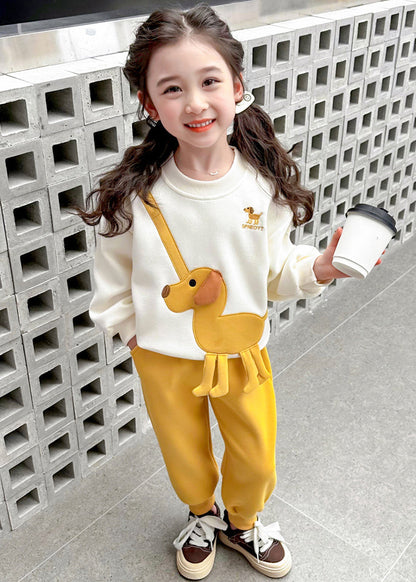 Casual Pink Animal Girls Sweatshirt And Pants Two Piece Set Clothing Spring TR035 ABC