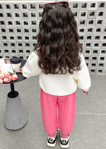 Casual Pink Animal Girls Sweatshirt And Pants Two Piece Set Clothing Spring TR035 ABC