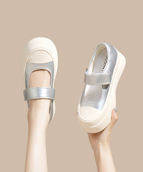 Casual Pink Buckle Strap Splicing Platform Flat Feet Shoes YC031 ABC