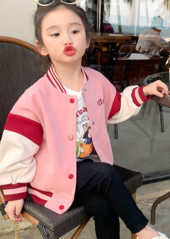 Casual Pink O-Neck Patchwork Kids Coat Fall QV033 MM-RCTZCGTS241026