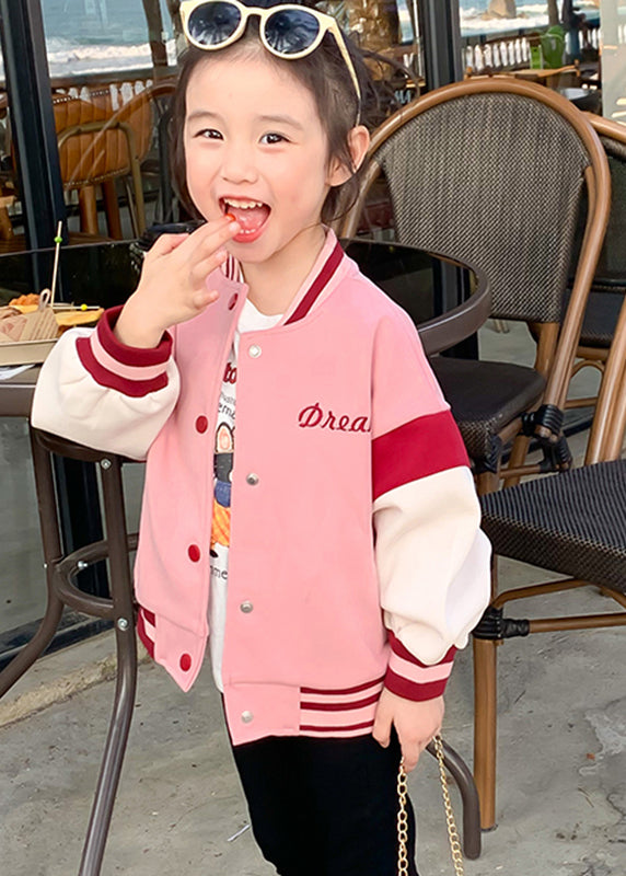 Casual Pink O-Neck Patchwork Kids Coat Fall QV033 MM-RCTZCGTS241026