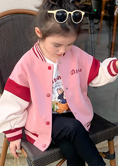 Casual Pink O-Neck Patchwork Kids Coat Fall QV033 MM-RCTZCGTS241026