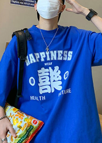 Print Sleeve Neck Casual O Pink Cotton Half Men Shirts T FashionChic