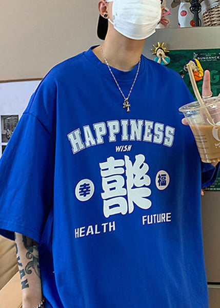 Print Sleeve Neck Casual O Pink Cotton Half Men Shirts T FashionChic