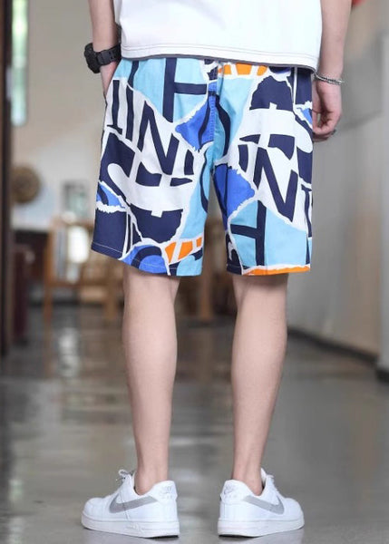 Print Casual Cotton Shorts Pockets Summer Pink Mens FashionChic