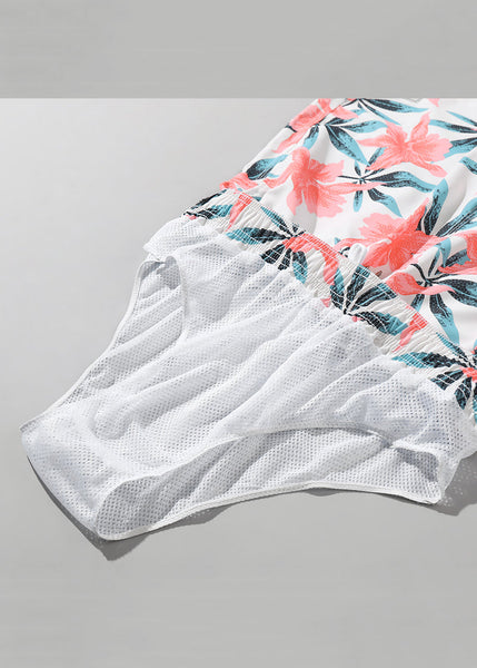 Waist Elastic Print Casual Summer Pockets Cotton Shorts Mens Pink FashionChic