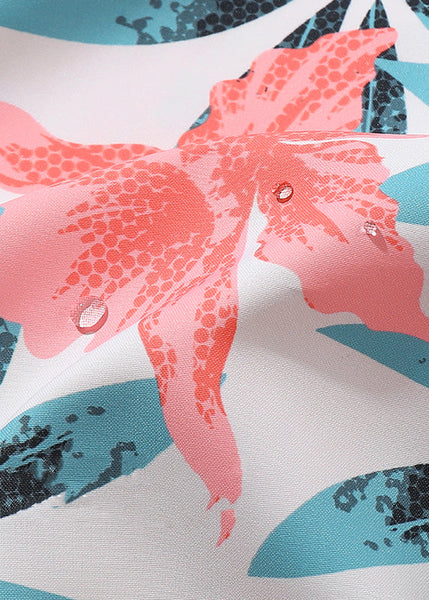 Waist Elastic Print Casual Summer Pockets Cotton Shorts Mens Pink FashionChic