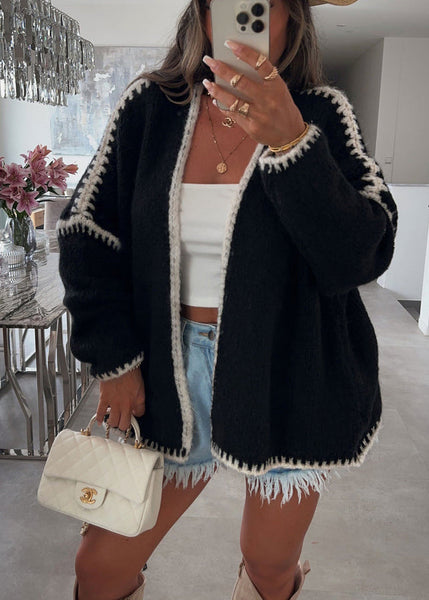 Casual Plus Size Pink V Neck Knit Loose Cardigans Fall QY026 BB-ZS-WM-NCT241002