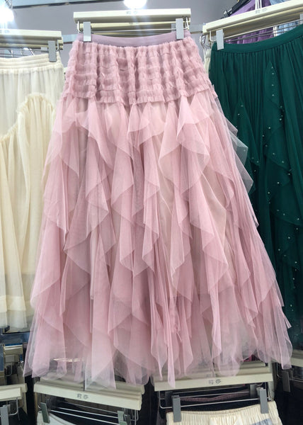 Waist Purple Casual Asymmetrical Elastic A Line Tulle Patchwork FashionChic