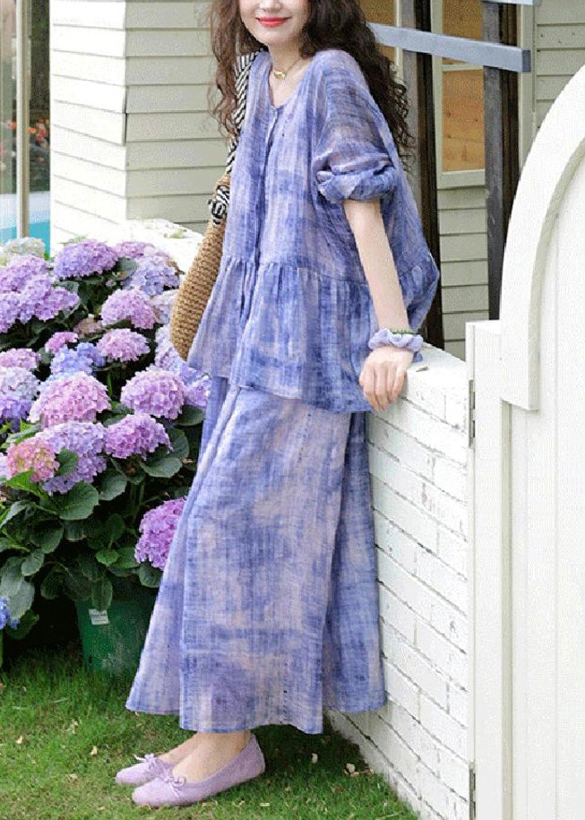 Casual Two Tie Strap Spaghetti Dress And Dye Cardigans Purple FashionChic