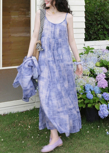 Casual Two Tie Strap Spaghetti Dress And Dye Cardigans Purple FashionChic