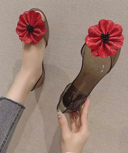 Toe Red Splicing Floral Water Casual Peep Sandals FashionChic