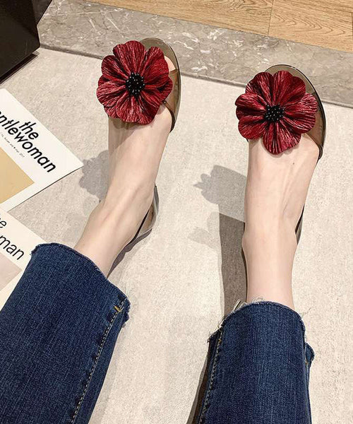 Toe Red Splicing Floral Water Casual Peep Sandals FashionChic