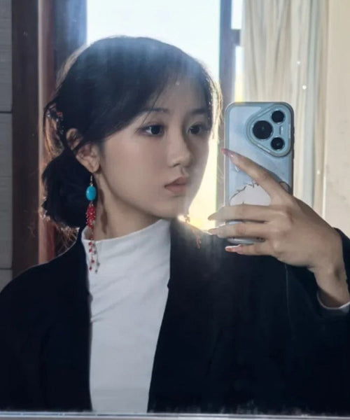 Red Sterling Casual Silver Overgild Tassel Pomegranate Turquoise FashionChic