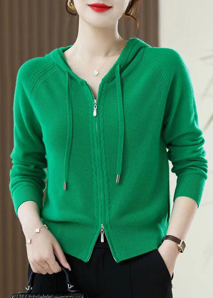 Casual Red Zip Up Wool Knit Hooded Cardigans Spring YY027 ABC