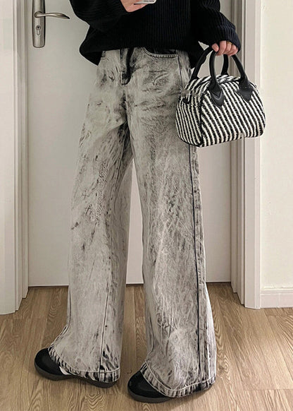 Casual Retro Grey Patchwork High Waist Mens Denim Pants SA004 Men-casual-MENP240726