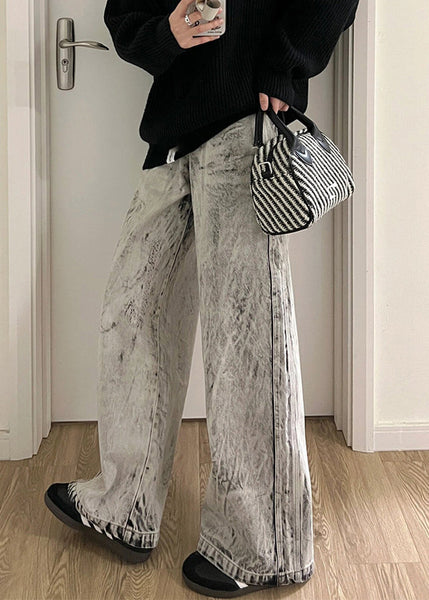 Casual Retro Grey Patchwork High Waist Mens Denim Pants SA004 Men-casual-MENP240726