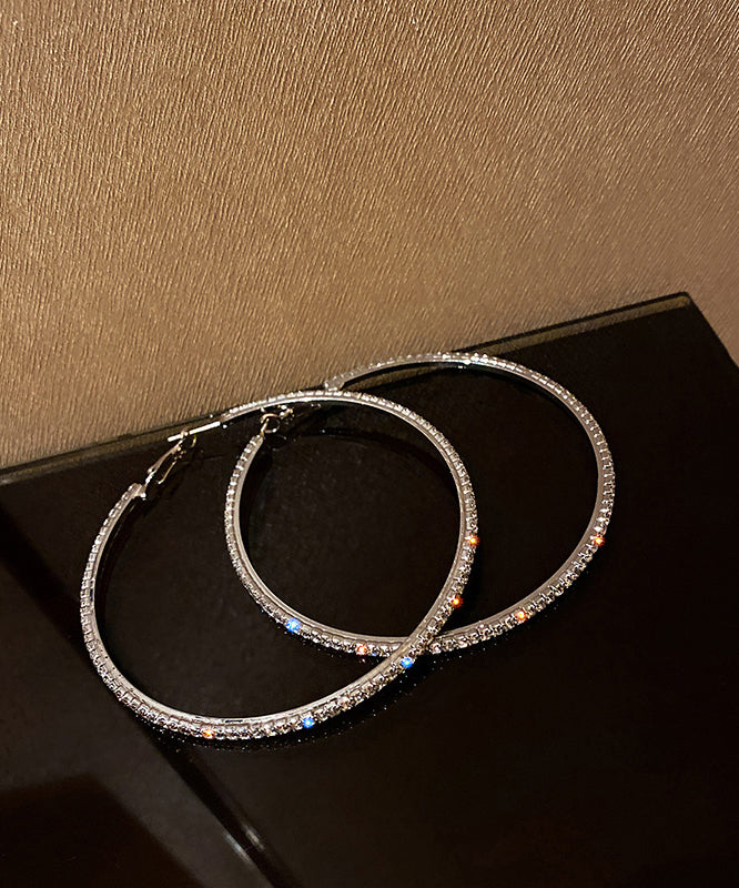 Casual Silk Sterling Silver Alloy Zircon Hoop Earrings ZZ044 JEW-EAR240613