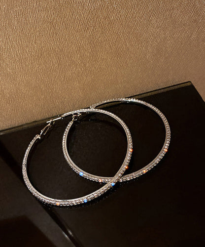 Casual Silk Sterling Silver Alloy Zircon Hoop Earrings ZZ044 JEW-EAR240613