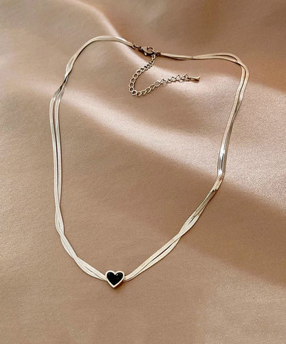 Casual Necklace Sterling Silver Silk Double-Layer Pendant FashionChic