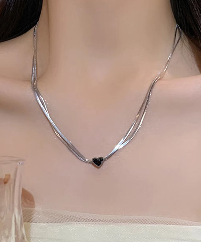 Casual Necklace Sterling Silver Silk Double-Layer Pendant FashionChic