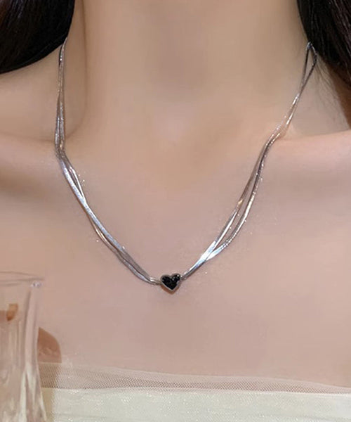 Casual Necklace Sterling Silver Silk Double-Layer Pendant FashionChic